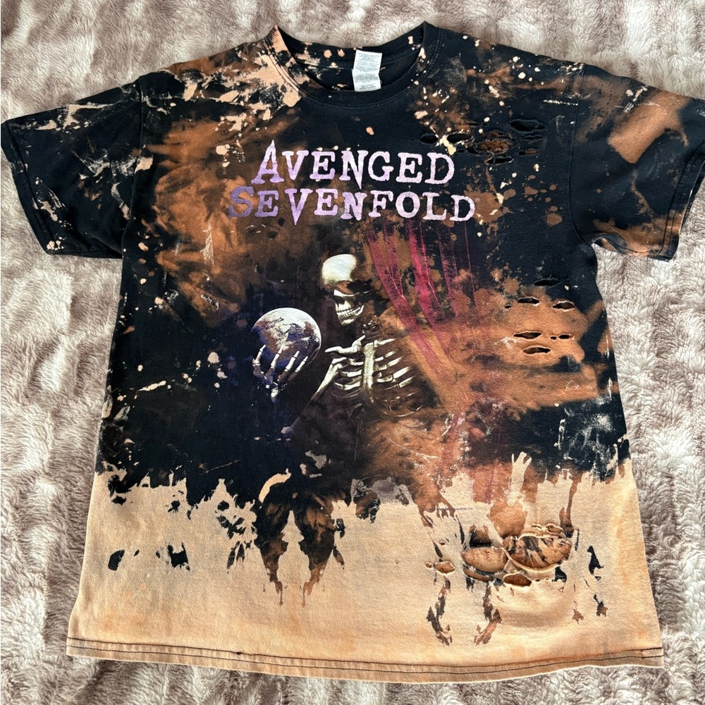 distressed vintage avenged sevenfold band t-shirt